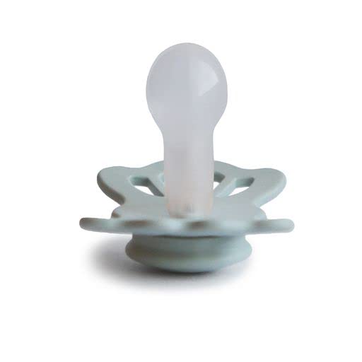 FRIGG Lucky Symmetrical SilkySoft Silicone Baby Pacifier | Made in Denmark | BPA-Free (Sage/Silver Gray, 6-18 Months)
