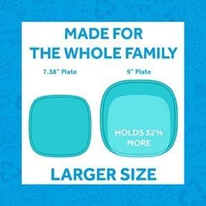 Re-Play Toddler Plates - 9 In and Bowls - 20 Oz. - Kids Plates and Bowls, Microwave and Dishwasher Safe - Set of 4x4 - Sage