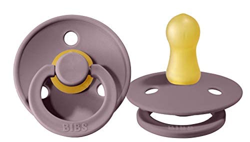 BIBS Pacifiers Colour Collection | Natural Rubber Baby Pacifier | Set of 2 BPA-Free Soothers | Made in Denmark | 6+ Months (Pack of 2) | Heather