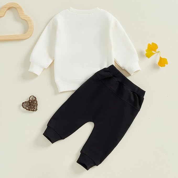 Toddler Baby Boy Fall Winter Outfit Long Sleeve Letter Print Sweatshirts and Jogger Pants Infant Boy Clothes