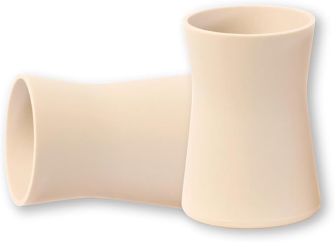 APLAINR Grip Cup, Silicone Open Training Cup for Baby and Toddler, 3 fl oz, Easy Grip, Non-Slip, Heavy Base, Microwave & Dishwasher Safe, No BPA, Pack of 2, Oat Cream