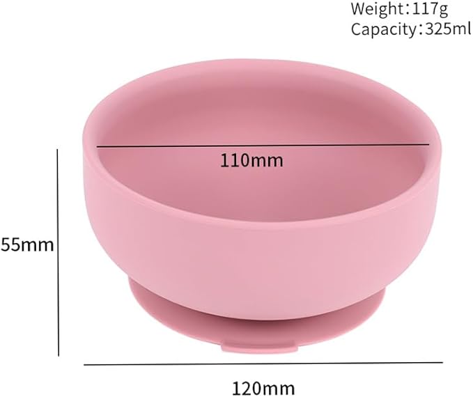 Silicone Baby Feeding Set | BPA-FREE |9 PCS Baby Led Weaning Supplies Self Feeding Utensils | Divided Suction Plate Bowl Bib Training Sippy Cup Spoon Fork (Pink)