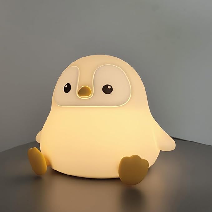 S NMT Novelty Cartoon Penguin Silicone Night Light Rechargeable Timing Dimming Nursery Sleep Night Lamp for Baby Room Decor
