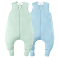 Rayon Made From Bamboo Sleep Sack 3t-4t 0.5 Tog Ultra Soft Summer Toddler Sleep Sack 36-48 Months with Feet 2-Way Zipper Lightweight Sleeping Bag Baby Wearable Blanket (2 Pack)-Green & Blue