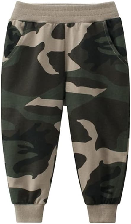 HUAER& Baby Boy's Jogger Pants Dinosaur Car Animal Print Drawstring Elastic Sweatpants 2-Pack