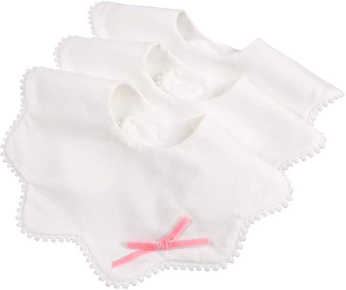 Bamery Baby Bandana Bibs White Cotton Drool Bibs for Drooling and Teething Absorbent for Boy Girl