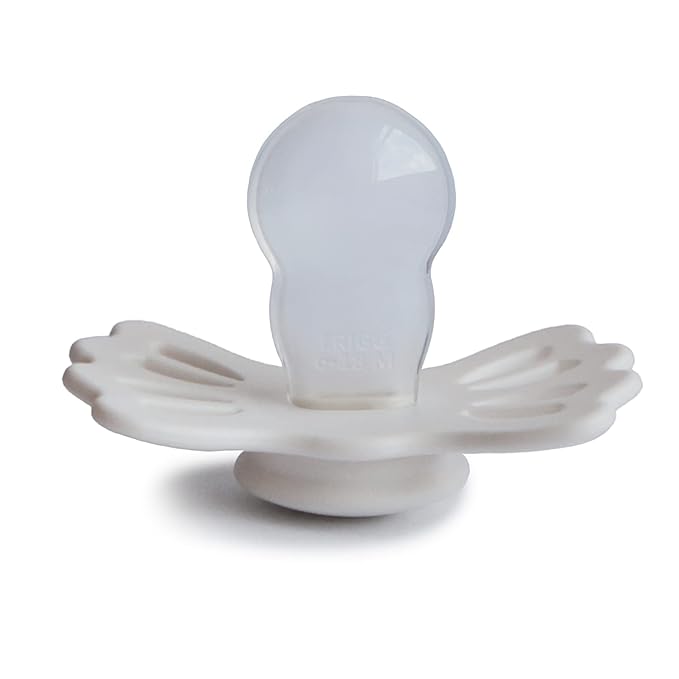 FRIGG Lucky Symmetrical SilkySoft Silicone Baby Pacifier | Made in Denmark | BPA-Free (Silky Satin/Cream, 6-18 Months)