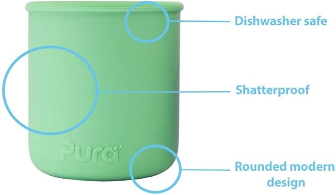 Pura my-my Silicone Straw Cup| Spill Proof, Reusable, Food Grade Silicone, Plastic-Free | For Kids, Toddlers, Babies & Infants - 2 Pack Rose & Moss