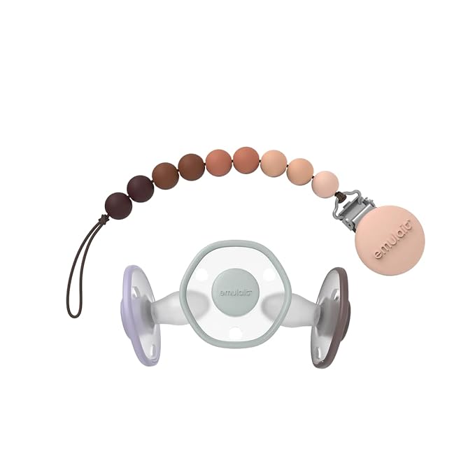 Emulait Baby Pacifier Set 6+ Month – 3-Pack Infant Pacifiers with Clip, Soft Silicone Binky for Newborns and Babies, Orthodontic Design for Comfort, Shower Gift, Boys and Girls