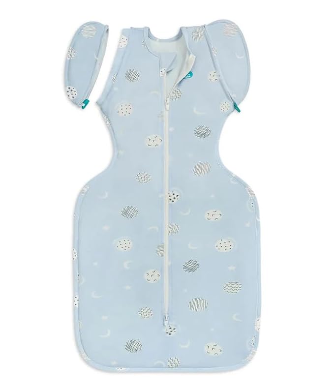 Love to Dream Swaddle UP Transition Bag, Luxuriously Silky Soft Viscose from Bamboo, Baby Sleep Sack, Patented Zip-Off Wings, Snug Fit Helps Calm Startle Reflex, 1.0TOG, 19-24lbs, Blue