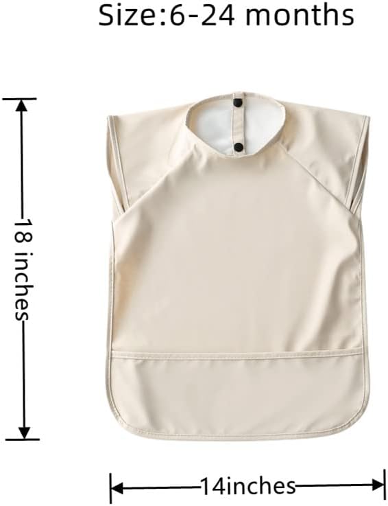 GZMM Waterproof Baby Bibs,Infant Toddler Extra Cover Feeding Bib With Food Catcher,Easy Clean & Washable