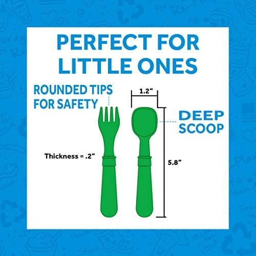 Re-Play 3 Divided Toddler Plates, 3 Utensils Set and 3 Wide Base Bowls - Dishwasher and Microwave Safe - Made in USA - Princess