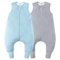 Rayon Made From Bamboo Sleep Sack 3t-4t 0.5 Tog Ultra Soft Summer Toddler Sleep Sack 36-48 Months with Feet 2-Way Zipper Lightweight Sleeping Bag Baby Wearable Blanket (2 Pack)-Blue & Gray