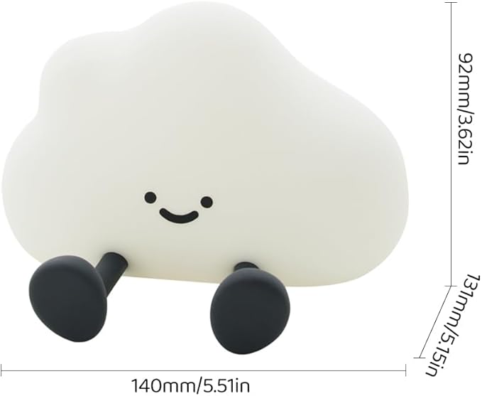 S NMT Cute Cloud Night Light Silicone Nursery USB Rechargeable Christmas Sleeping Bedside Lamp Touch Sensor Nightlights for Bedroom