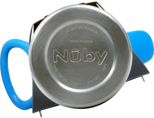 Nuby Thirsty Kids No Spill Flip-It Reflex Stainless Steel Travel Cup or Water Bottle - 10 Oz - 18+ Months - Blue - Back to School Essentials (Pack of 12)