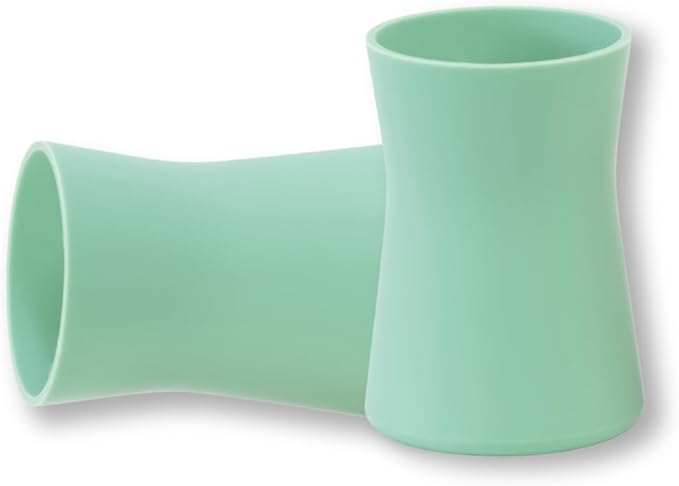 APLAINR Grip Cup, Silicone Open Training Cup for Baby and Toddler, 3 fl oz, Easy Grip, Non-Slip, Heavy Base, Microwave & Dishwasher Safe, No BPA, Pack of 2, Matcha Green