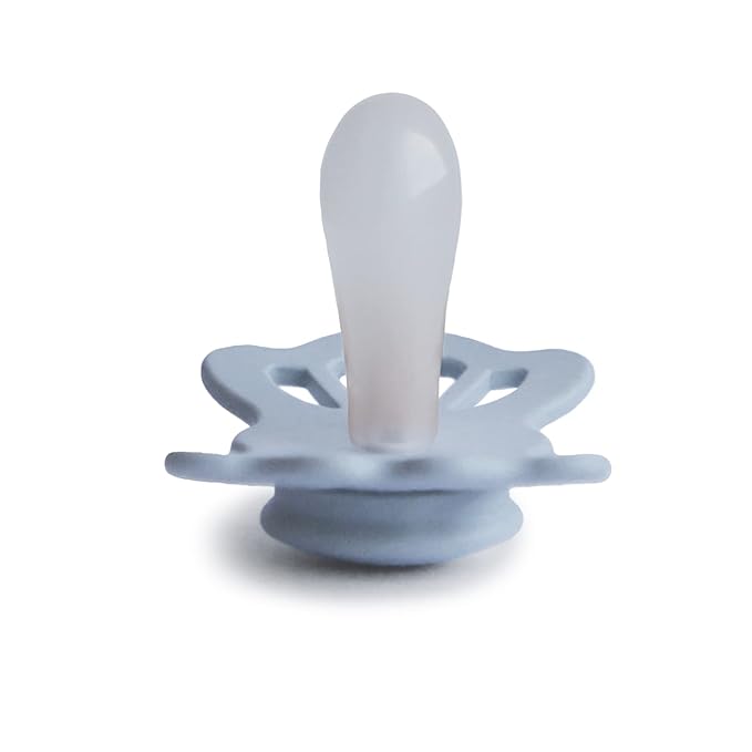 FRIGG Lucky Symmetrical SilkySoft Silicone Baby Pacifier | Made in Denmark | BPA-Free (Sage/Powder Blue, 0-6 Months)