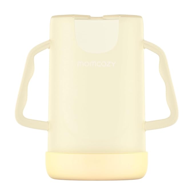 Momcozy Baby Pouch Holder No Squeeze, Baby Food & Juice Box Holder, Mess-Free, Easy Grip for Self-Feeding, BPA-Free & DEHP-Free, Must-Have for Babies, Yellow