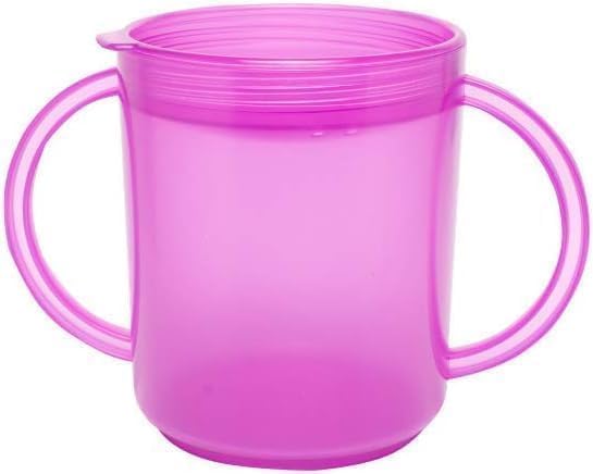 TalkTools Recessed Lid Cup with Handles - Leak Proof | Promotes Oral Motor Skills, Lip Closure, and Self Feeding | Alternative to Sippy Bottle | Food Grade Materials | Dishwasher Safe (Purple)