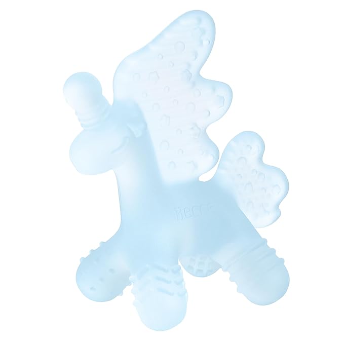 HECCEI Baby Teether Toy, Soft Food‑Grade Silicone Teether, Soft Infant Teether Chew Toy, BPA Free, Multi-Texture Design Teether (Lake Mist)
