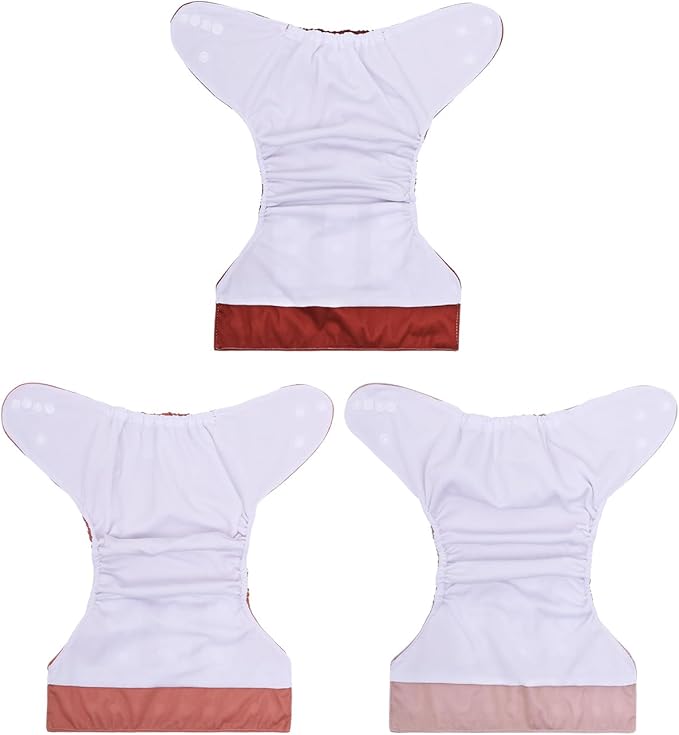 babygoal AWJ Cloth Diapers with Tummy Panel Pack of 7, 3 Diaper Cover with 3 Inserts and Wet Dry Bag, Adjustable Washable Reusable for Baby Girls and Boys