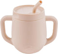3-in-1 Silicone Training Cup with Straw & Lid - Baby Led Weaning Transition Sippy Cups for 6+ Month Old - Spill Proof Training Cup for Baby - BPA-Free Transition Sippy Cups (Soft Beige)