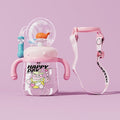 Drinking Cup With Whale Squirt, Weighted Sippy Cups With Adjustable Straps, 300ml Whale Water Cups With Silicone Soft Tip, Portable Leak Proof Straw Sippy Cup For Kids (B-Pink)