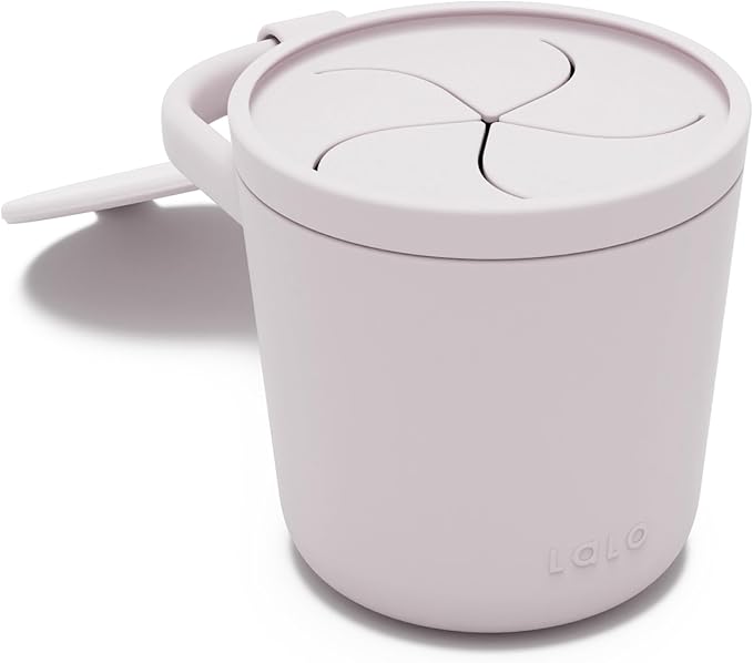 Lalo Snack Cup - Mess-Free Silicone Snack Cups for Toddlers & Babies with Detachable Lid, BPA-Free Baby Snack Containers, Fits Most Stroller & Car Seat Cup Holders, Dishwasher Safe, Lavender