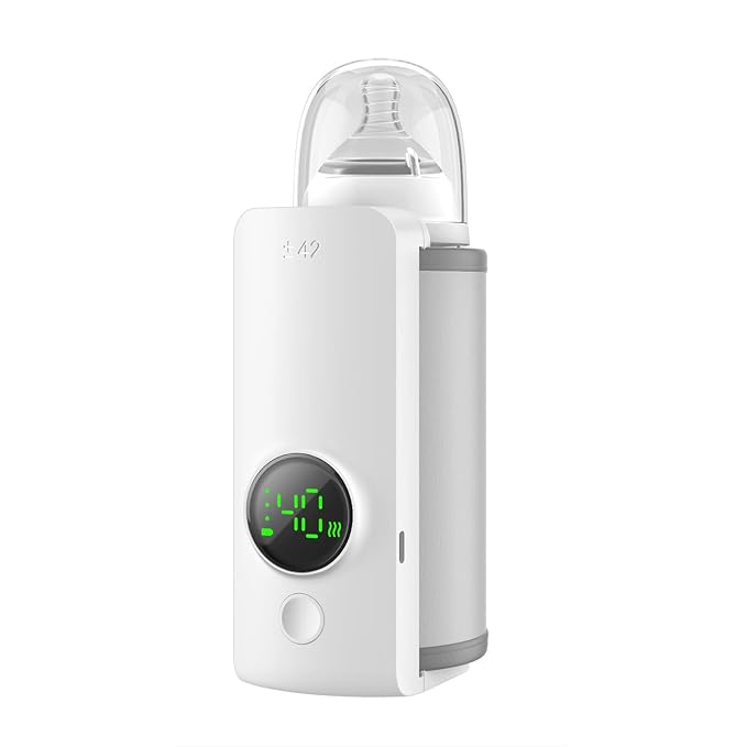 PandaEar Portable Baby Bottle Warmer, Fast Heating & Long-Lasting Temperature, Waterless Milk Warmer with Adjustable Temperature, USB Rechargeable Travel Bottle Heater for Breastmilk & Formula