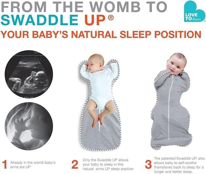 Love to Dream Swaddle UP, Organic Cotton, Baby Sleep Sack, Self-Soothing Swaddles for Newborns, Get Longer Sleep, Snug Fit Helps Calm Startle Reflex, Newborn Essentials for Baby, Cream