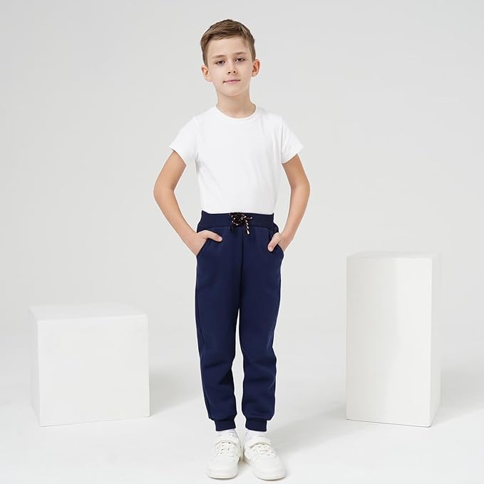 3 Pack Boy's and Girl's Fleece Pull on Jogger Sweatpant with Pockets and Drawstring 2-13 Years