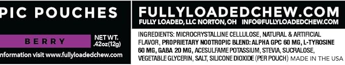 Fully Loaded Alpha Nootropic Pouches (Berry) - 5 Cans - 15 Pouches per can - Effective Nootropic Delivery, Nic Pouch Replacement - Faster Absorption, Alpha GPC, L-Tyrosine, GABA