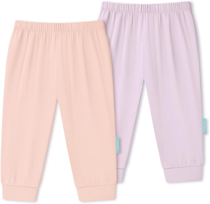 PurComfy Supersoft Baby Pants, 2-Pack Premium Bamboo Viscose Jogger Pants, Elastic Waist, Unisex 0-24 Months