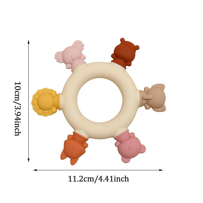 Baby Teething Toys 6-12 Months Teethers for Babies 3-6 Months Soft Cute Animals for Newborn Infants Food-Grade Silicone Baby Essential Chew Toys for Tiny Hands Easy Grip Teething Relief BPA Free