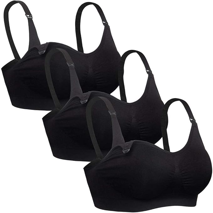 iloveSIA Nursing Bras for Mom Breastfeeding, Seamless Supportive Sleep Bra for Maternity Postpartum S-2XL 3Pack