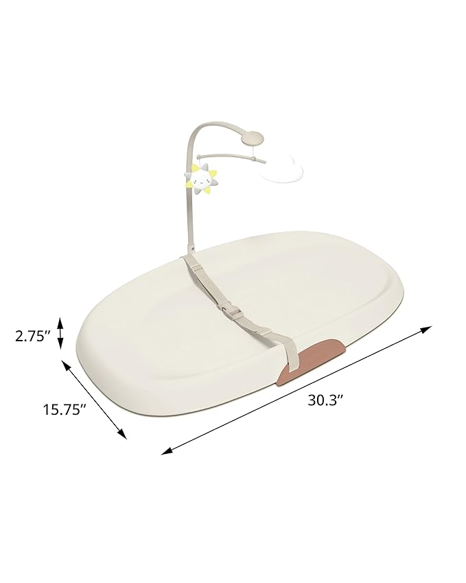 Skip Hop Baby Changing Pad Nursery Style Wipe-Clean Contoured with Cushioned Foam, Non-Skid Base, Built-in Safety Belt & Tuck-Away Toy Bar Fits Standard Changing Tables, Oat