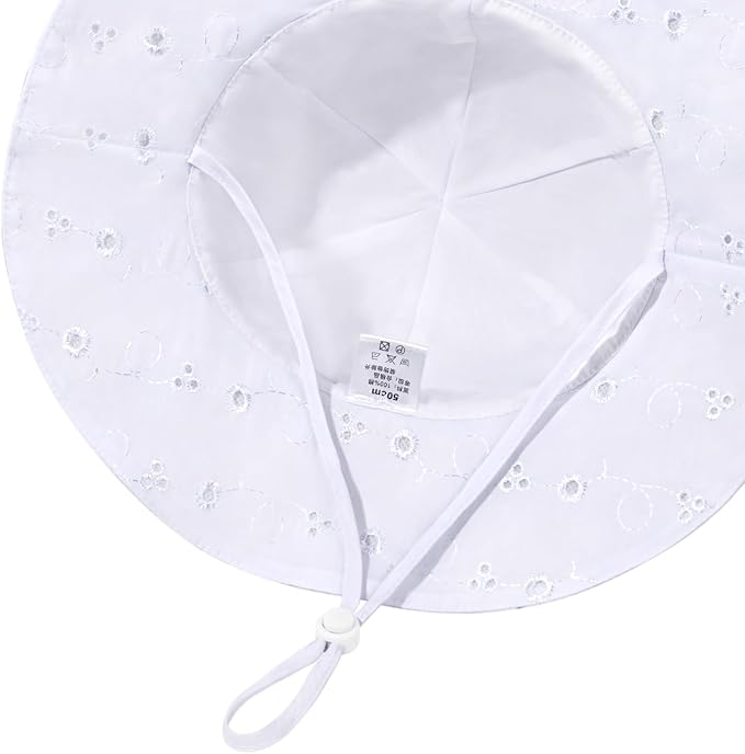 Baby Girl Sun Hat with UPF 50+ Outdoor Adjustable Beach Hat with Wide Brim Bucket Hats