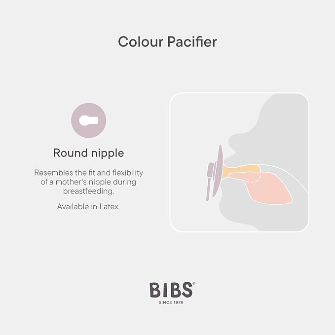 BIBS Colour Liberty Soother 2-Pack, BPA Free Dummy Pacifier, Round Nipple. Natural Rubber Latex, Made in Denmark, Size 1 (0-6 Months), Bobo Dusty Blue Mix