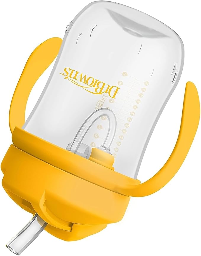Dr. Brown's Milestones Baby's First Straw Cup, Training Cup with Weighted Straw, 9oz/270mL, Vintage Yellow, BPA Free, 6m+ (Pack of 12)