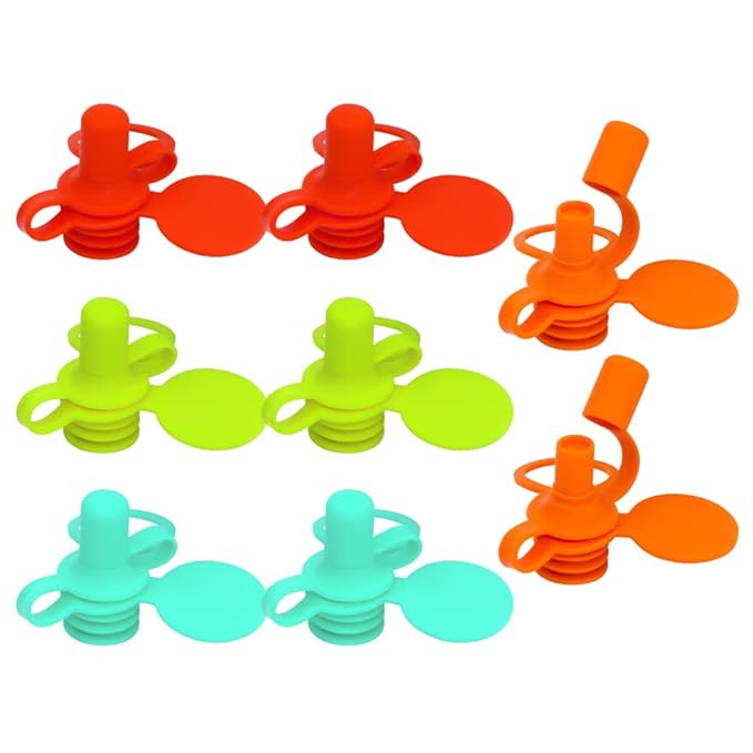 Morlike Baby Water Bottle Cap Silicone Bottles Top Spout Adapter Replacement for Toddlers Kids and Adults, Protects Kids Mouth - No Spill & BPA Free (Mix - 8 Pack)