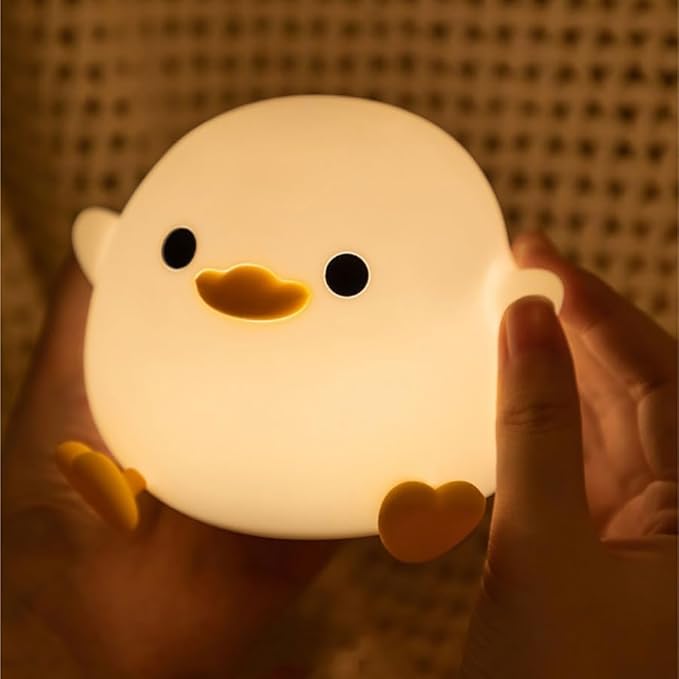 S NMT Cute Duck Night Light for Children,Soft Silicone Sleep Light with USB Rechargeable,Touch Sensor Nightlights for Kids Room Gift