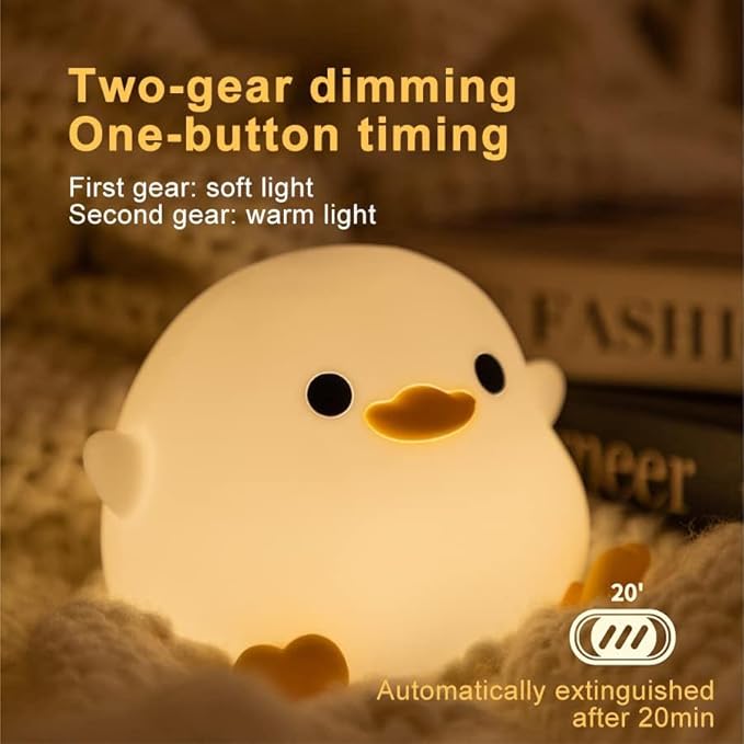 S NMT Cute Duck Night Light for Children,Soft Silicone Sleep Light with USB Rechargeable,Touch Sensor Nightlights for Kids Room Gift