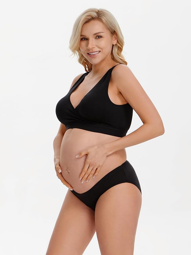 Angelhood 6 Pack Womens Cotton Maternity Underwear,Healthy Maternity Pregnancy Panties Postpartum Mother Under Bump Underwear