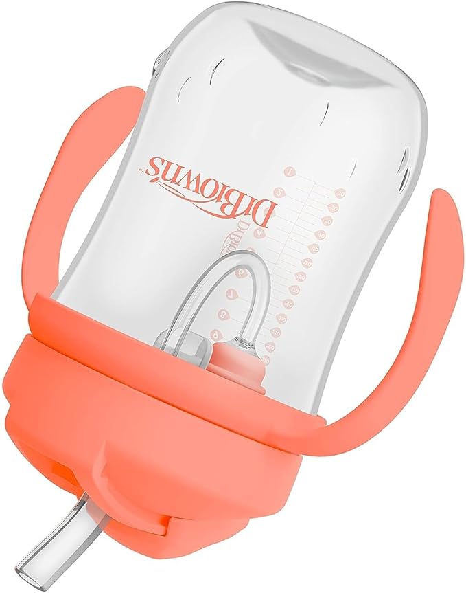 Dr. Brown's Milestones Baby's First Straw Cup, Training Cup with Weighted Straw, 9oz/270mL, Coral, BPA Free, 6m+