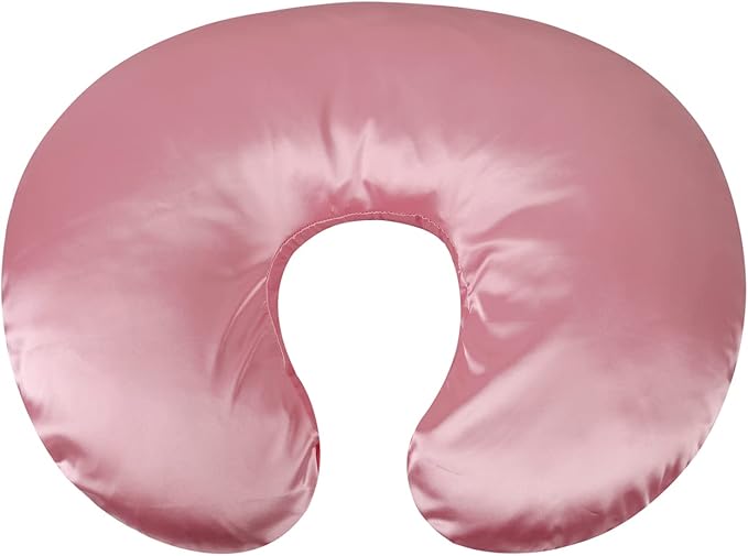 Satin Nursing Pillow Cover Set 2 Pack Ultra Soft Silk Compatible with Boppy Pillow for Breastfeeding Pillow Protect for Baby Hair and Skin Grey & Pink