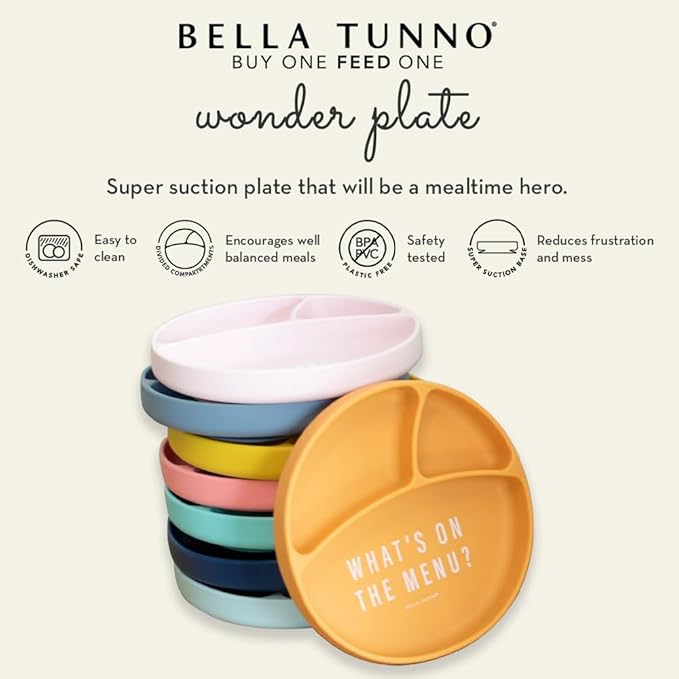 Bella Tunno Wonder Baby Plates – Silicone Suction Plates for Baby, Toddler, & Kids, Great for Baby Led Weaning, BPA Free, Kid and Baby Must Haves, 3 Sections (Hello Gorgeous)