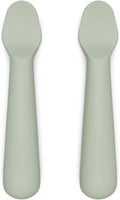 Lalo Little Spoon Set - 2 Piece Baby Spoons Set for Infants & Babies - Made From Food Grade Silicone Dishwasher Safe - Baby Feeding Essentials for Early Stage Mealtime - Sage