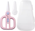 Baby Food Scissors with Travel Case, Ceramic Food Scissors Kids, Toddler Scissor with Safety Lock, Ideal for Pizza, Meats, Noodles, Vegetables, and Fruits (A)