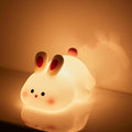 S NMT Cute Rabbit Silicone Night Lights Cartoon Bedroom Lamp for Children's Room Decor, USB Rechargeable Timing Dimming Silicone Sleep Light for Kids, Toddler, Baby