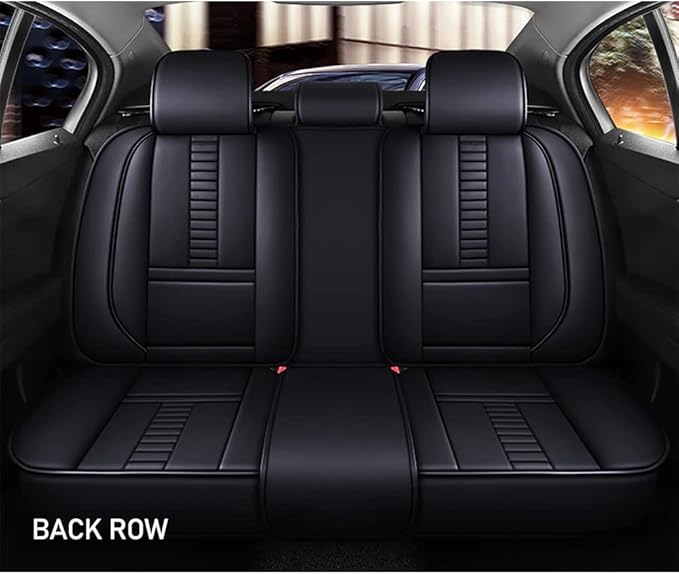 Full Set of Universal Fit Automotive Seat Covers fit for Suzuki 1999-2025 95% Models, PU Leather Automobile Interior Sets with Headrest & Back Pillow Black & Black Line